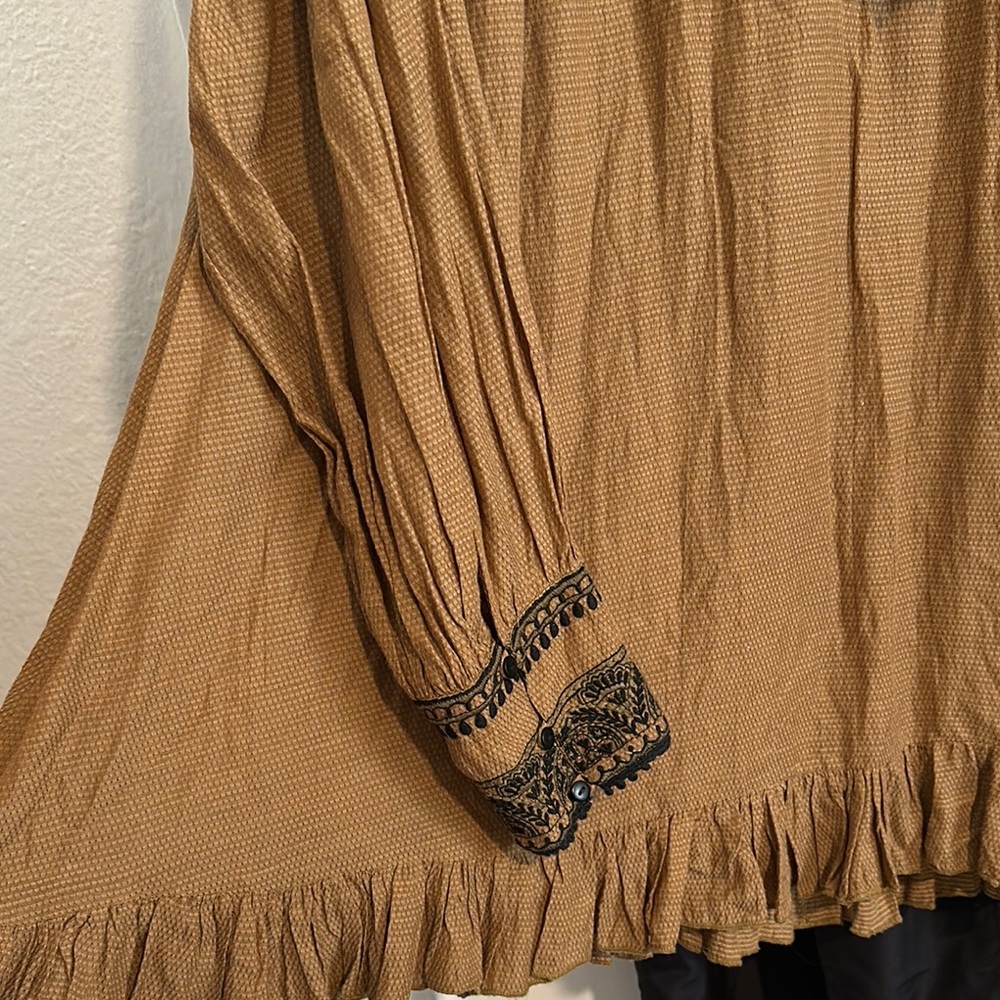 Free People Tan Dress with Relaxed Fit and Bib Collar - Picture 2 of 8